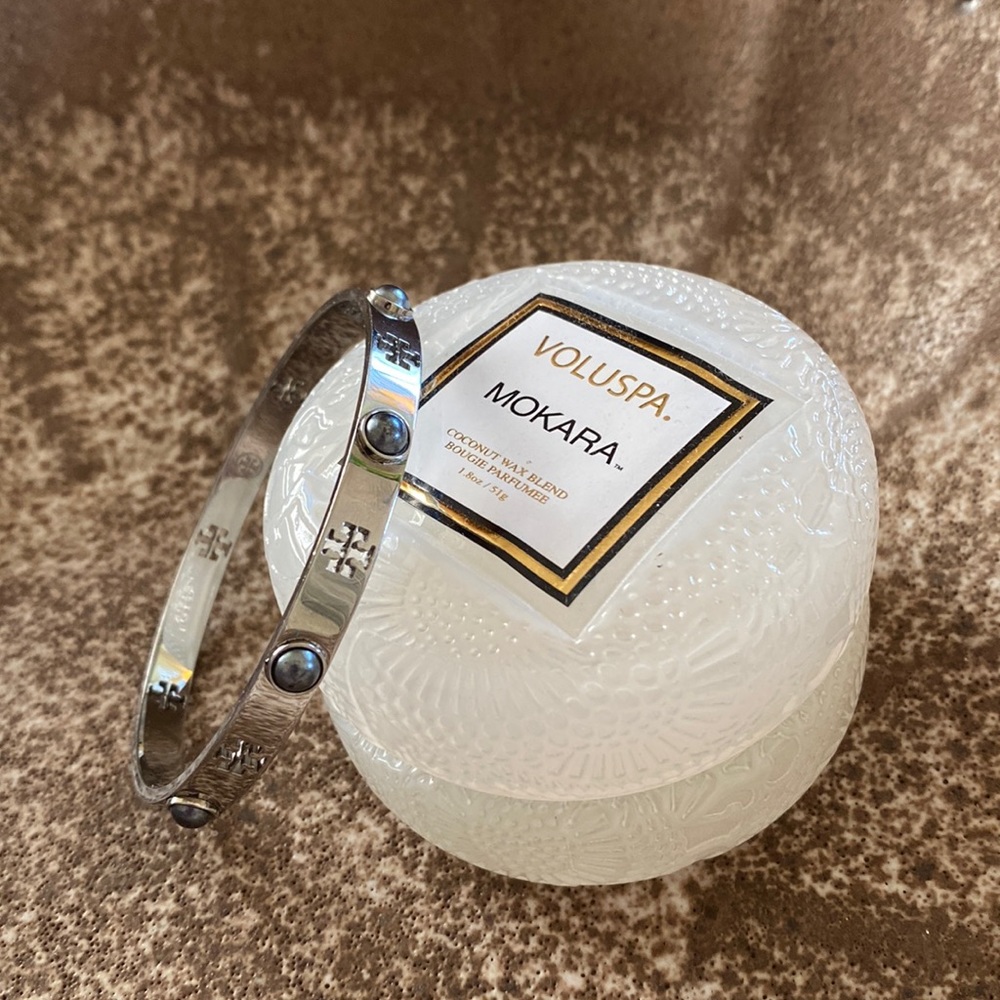 Tory Burch Pewter Studded Bangle Bracelet